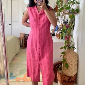 Retro Summer Pink Midi Dress